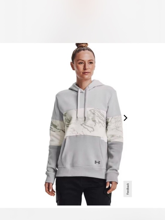 LG Tops - Under Armour Rival Fleece Hoodie Gray Cream Colorblock Large